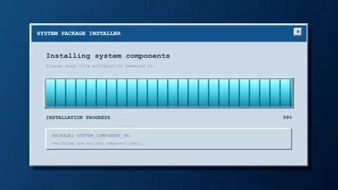 Software installation progress bar loading on computer screen Vídeo Stock 346926249