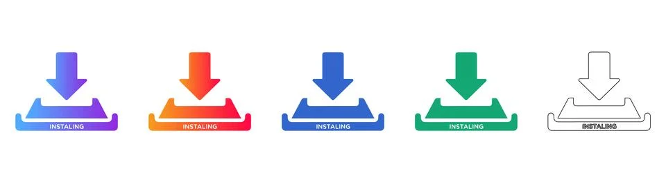 Software Installation Progress Button Icons 스톡 일러스트