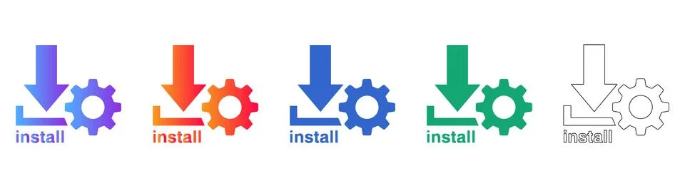 Software Installation Progress Icons Illustrazione stock