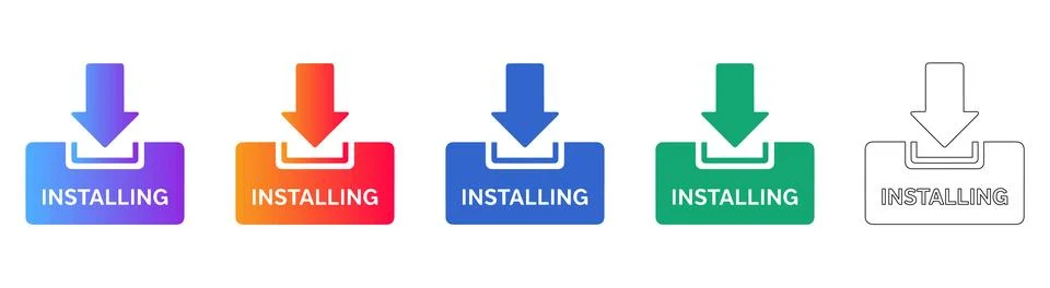 Software Installation Progress Icons Set Stock Illustration