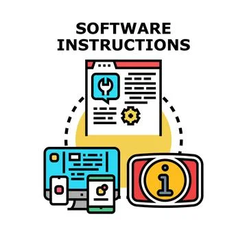 Software instructions concept explaining digital user experience 库存插图