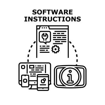 Software instructions concept explaining digital user experience Stock Illustration