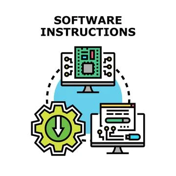 Software instructions for product installation and configuration Stock Illustration