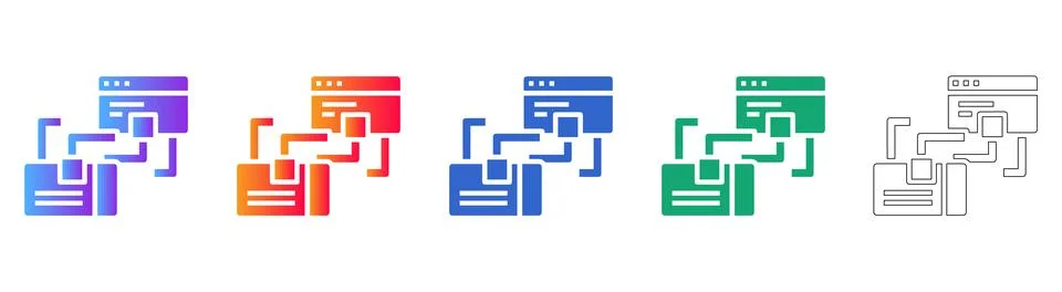 Software Integration and Data Flow Icons イラスト素材