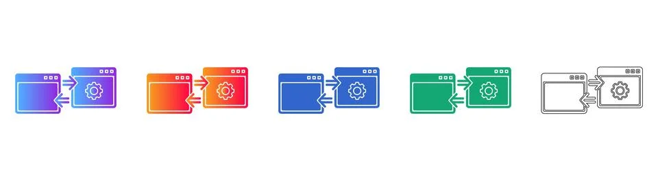 Software Integration and System Sync Icon Set Stock Illustration
