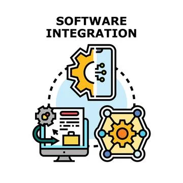 Software integration connecting diverse digital technologies Stock Illustration