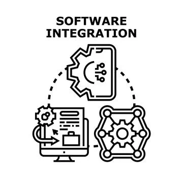 Software integration connecting diverse digital technologies Stock Illustration