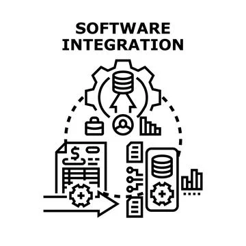 Software integration connecting technology solutions and data systems Stock-Illustration