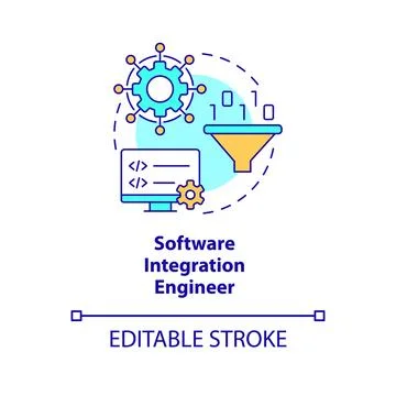 Software integration engineer concept icon Stock Illustration
