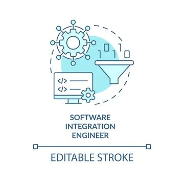 Software integration engineer turquoise concept icon Stock Illustration
