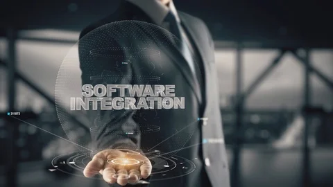 Software Integration with hologram businessman concept Stock Footage 104309372