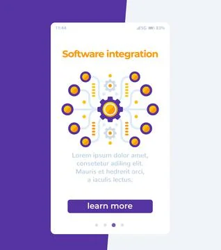 Software integration, mobile screen vector design Stock Illustration