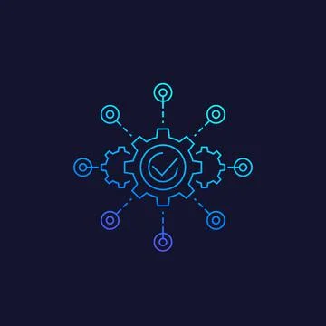 Software integration, test automation icon, linear vector Stock Illustration