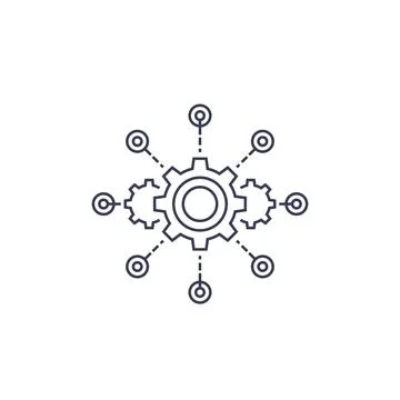 Software integration, test automation line vector icon Stock Illustration