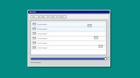 Software interface animation showing email progress Stock Footage 347390952
