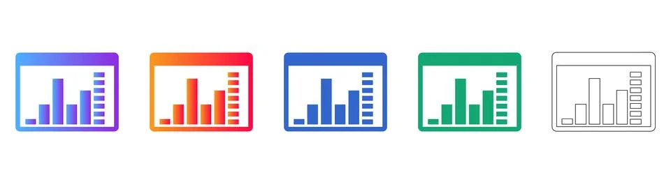 Software Interface Chart Icons for Business Analysis 库存插图