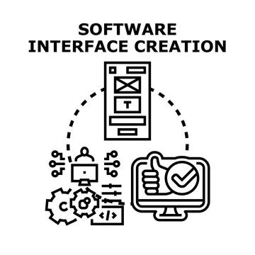 Software interface creation developing ui ux design Illustrazione stock
