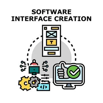 Software interface creation developing ui ux design Stockillustratie