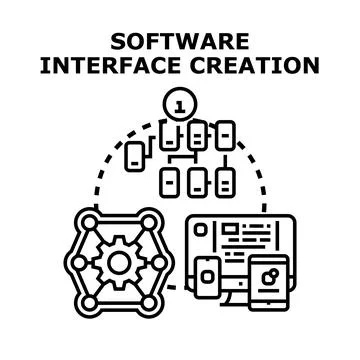 Software interface creation developing user experience solution Stock Illustration