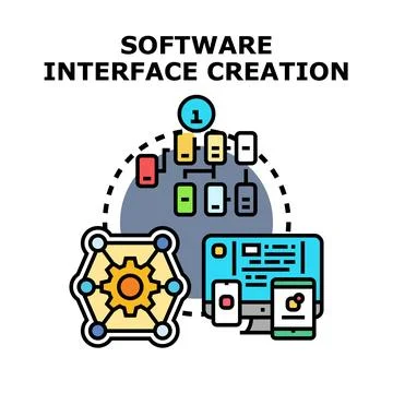Software interface creation developing user experience solution Stock Illustration