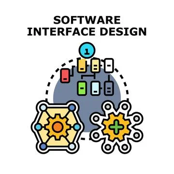 Software interface design concept developing user experience application Stock Illustration
