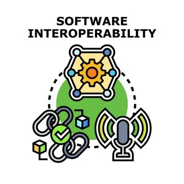 Software interoperability concept combining data and communication Stockillustratie