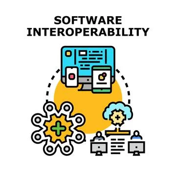 Software interoperability managing digital device applications Stockillustratie