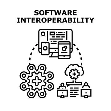 Software interoperability managing digital device applications Stock Illustration