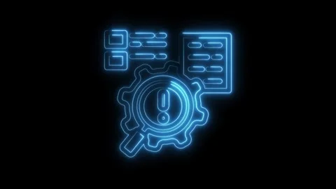 Software issue detection with neon glow effect and settings options in mode.. 스톡 동영상 312310491