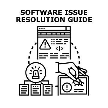 Software issue resolution guide concept development Stock-Illustration