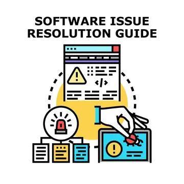 Software issue resolution guide concept development イラスト素材
