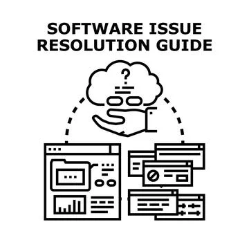 Software issue resolution guide troubleshooting process Illustrazione stock