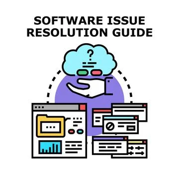 Software issue resolution guide troubleshooting process イラスト素材