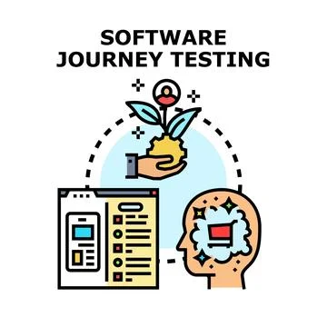 Software journey testing developing customer user experience Illustrazione stock