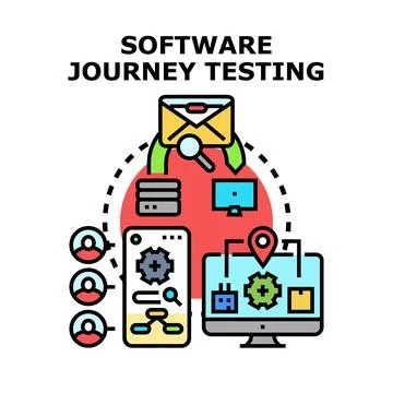 Software journey testing process analyzing user experience 库存插图