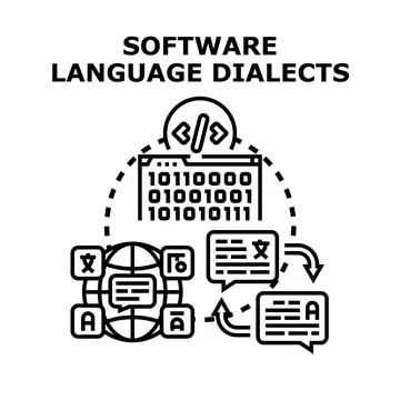 Software language dialects conceptualizing global localization process Stock Illustration