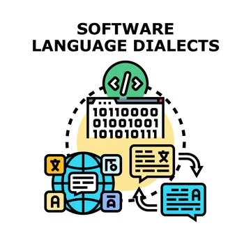 Software language dialects conceptualizing global localization process Stockillustratie