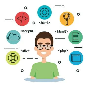 Software language programmer avatar Ilustración de archivo