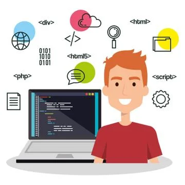 Software language programmer avatar Stockillustratie