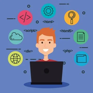 Software language programmer avatar Ilustración de archivo