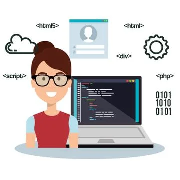 Software language programmer avatar 스톡 일러스트