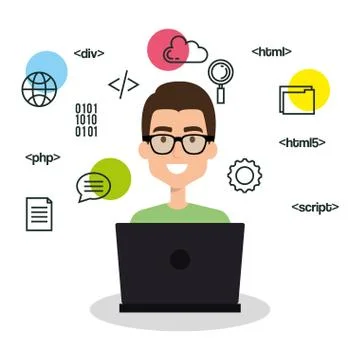 Software language programmer avatar 스톡 일러스트