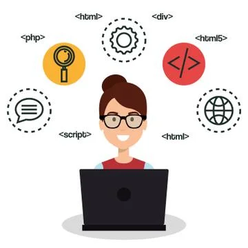 Software language programmer avatar Illustrazione stock