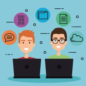 Software language programmer avatar 스톡 일러스트