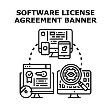 Software license agreement concept choosing official permission イラスト素材
