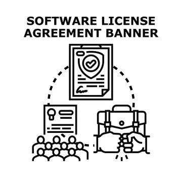 Software license agreement concept securing intellectual property rights 库存插图