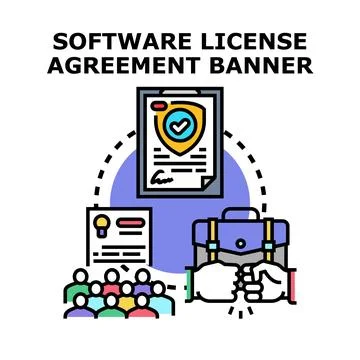 Software license agreement concept securing intellectual property rights 库存插图