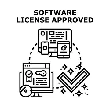 Software license approval for digital product use Illustrazione stock
