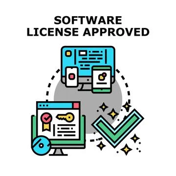 Software license approval for digital product use Stock Illustration