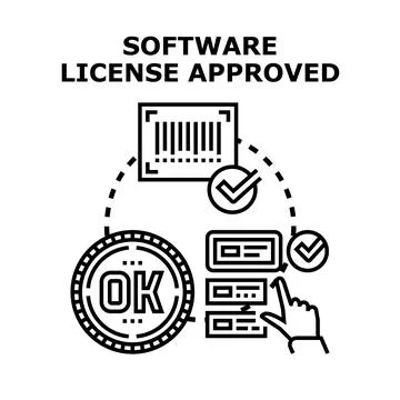 Software license approval process with validation checks 스톡 일러스트